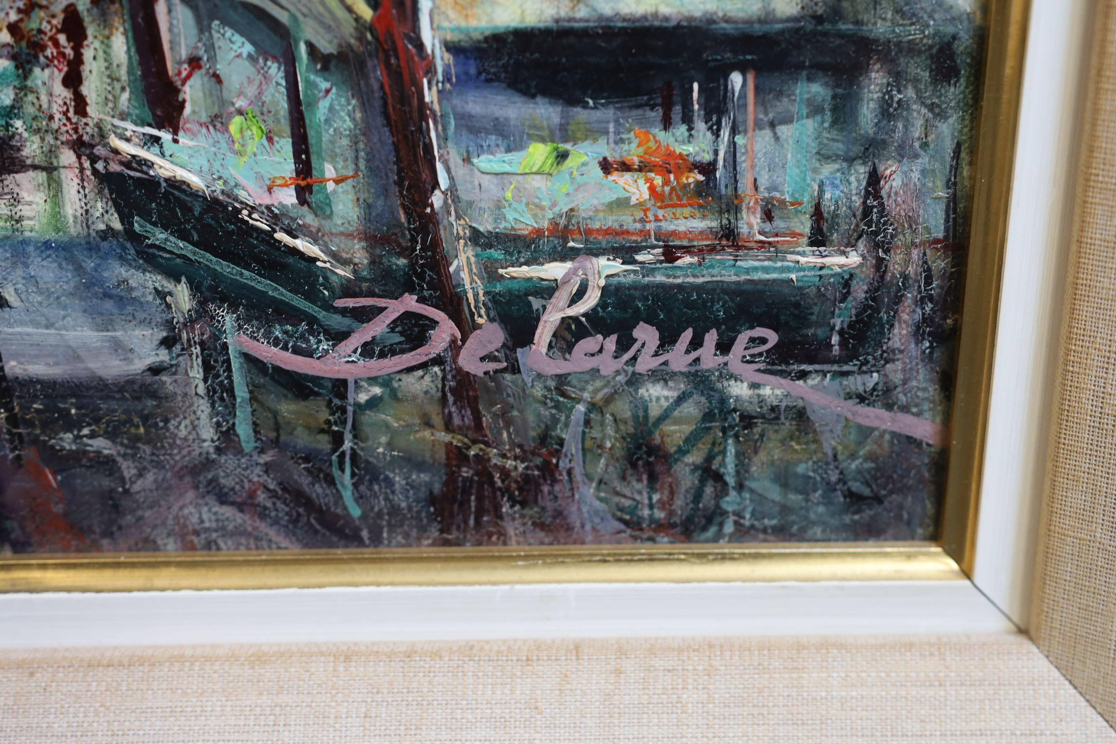 Lucien Delarue (French, 1925-2011), 'The cafe on the corner', oil on canvas, 58 x 71cm